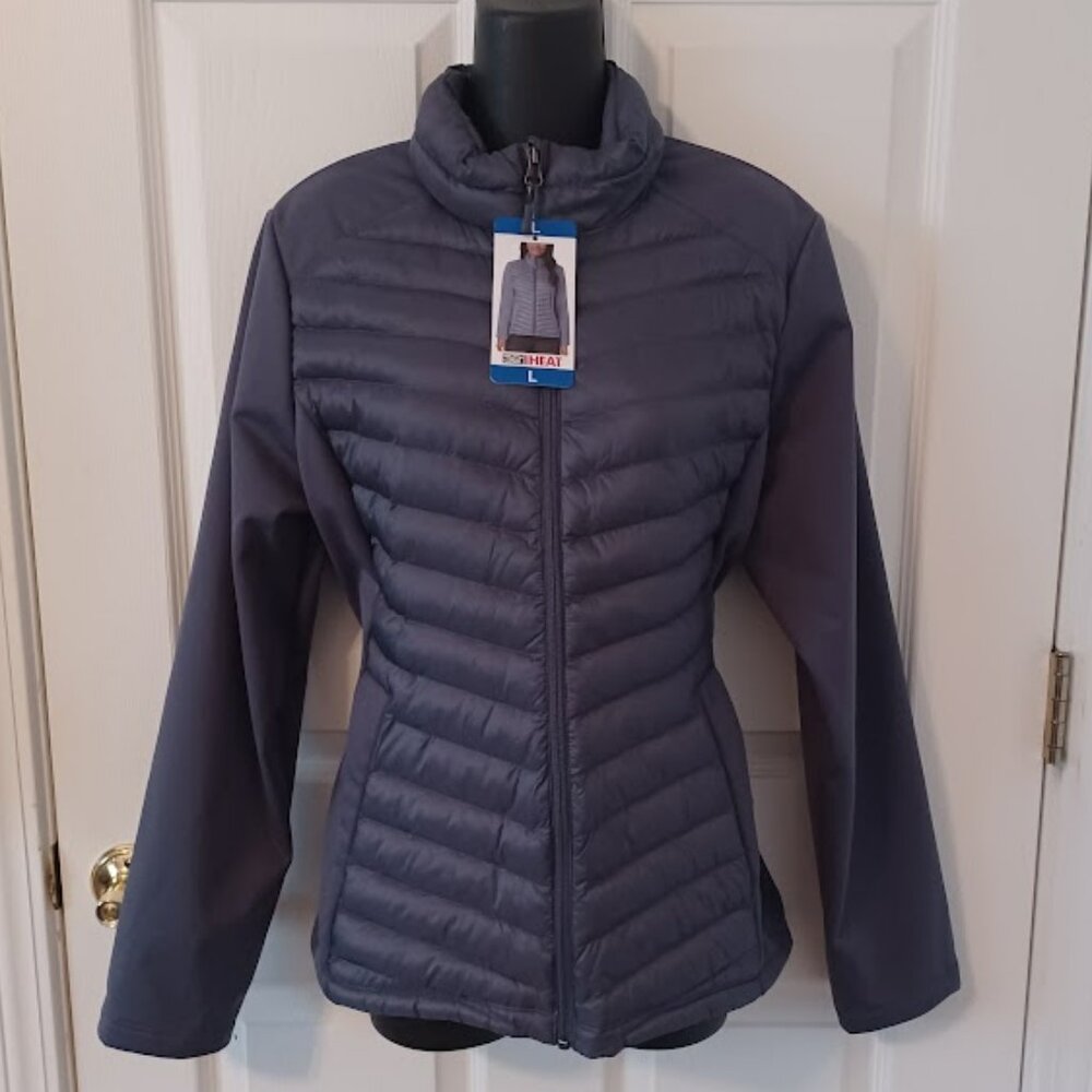 NWT 32 DEGREES Ladies Quilted Gray Jacket - Size Large